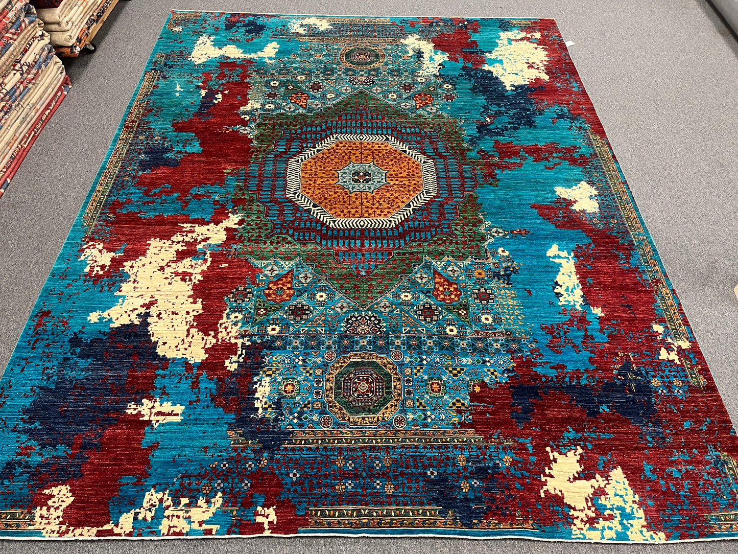 10X13 Mamluk Multicolor Handmade Wool Rug # 14710