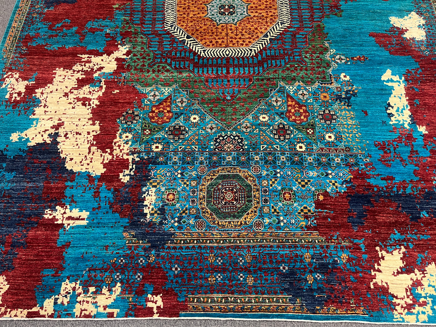 10X13 Mamluk Multicolor Handmade Wool Rug # 14710