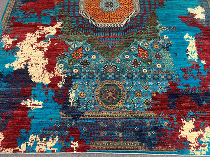 10X13 Mamluk Multicolor Handmade Wool Rug # 14710