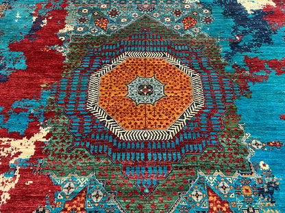 10X13 Mamluk Multicolor Handmade Wool Rug # 14710