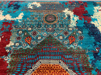 10X13 Mamluk Multicolor Handmade Wool Rug # 14710