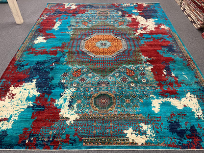 10X13 Mamluk Multicolor Handmade Wool Rug # 14710
