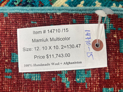 10X13 Mamluk Multicolor Handmade Wool Rug # 14710