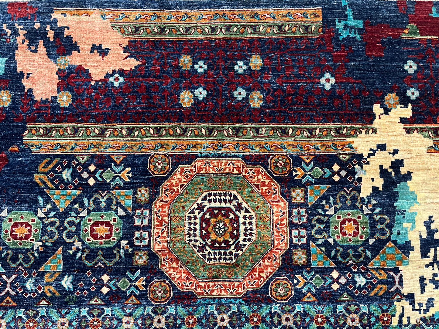 10X13 Mamluk Multicolor Abstract Handmade Wool Rug # 14728