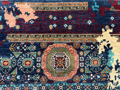 10X13 Mamluk Multicolor Abstract Handmade Wool Rug # 14728