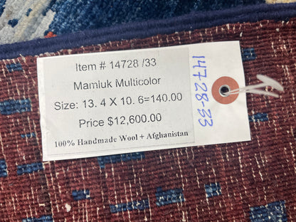 10X13 Mamluk Multicolor Abstract Handmade Wool Rug # 14728