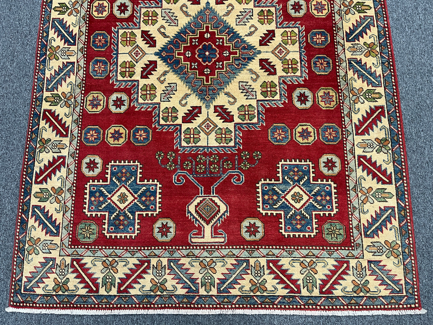 Kazak Red 5X6 Handmade Wool Rug # 10903