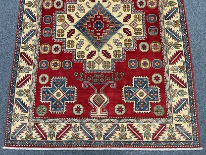 Kazak Red 5X6 Handmade Wool Rug # 10903