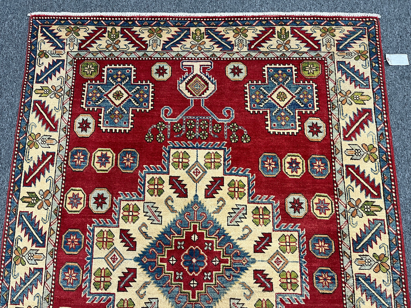 Kazak Red 5X6 Handmade Wool Rug # 10903