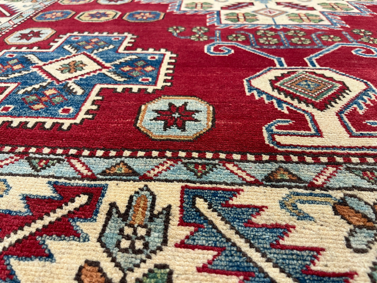 Kazak Red 5X6 Handmade Wool Rug # 10903
