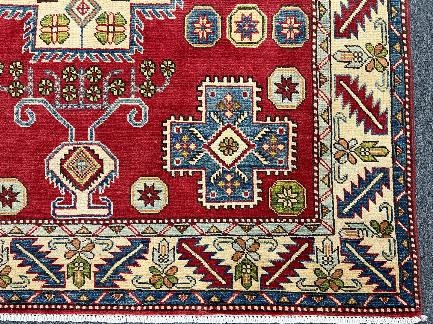 Kazak Red 5X6 Handmade Wool Rug # 10903