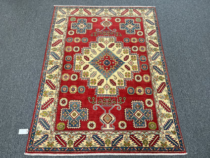 Kazak Red 5X6 Handmade Wool Rug # 10903