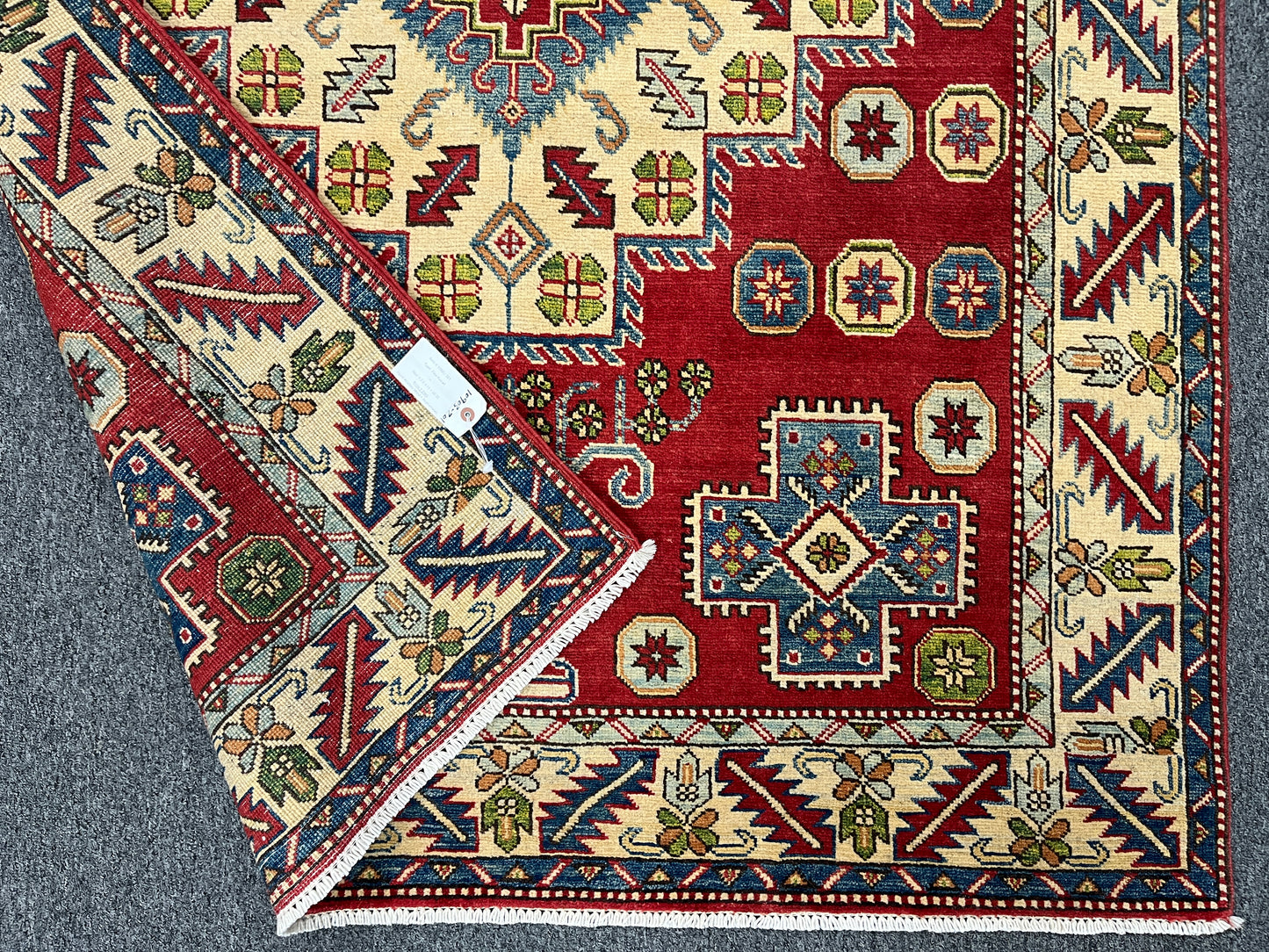 Kazak Red 5X6 Handmade Wool Rug # 10903