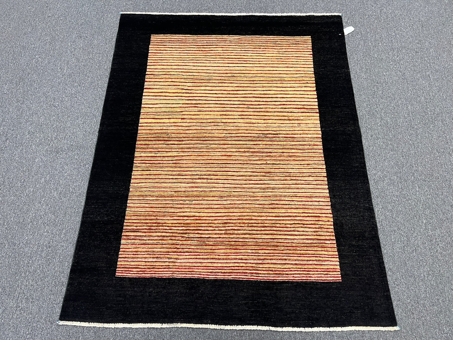 Tribal Gabah Black Border 5X7 Handmade Wool Rug # 8968
