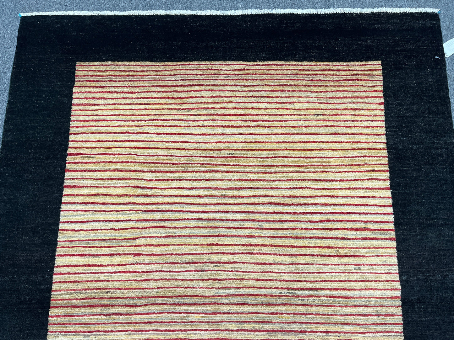 Tribal Gabah Black Border 5X7 Handmade Wool Rug # 8968