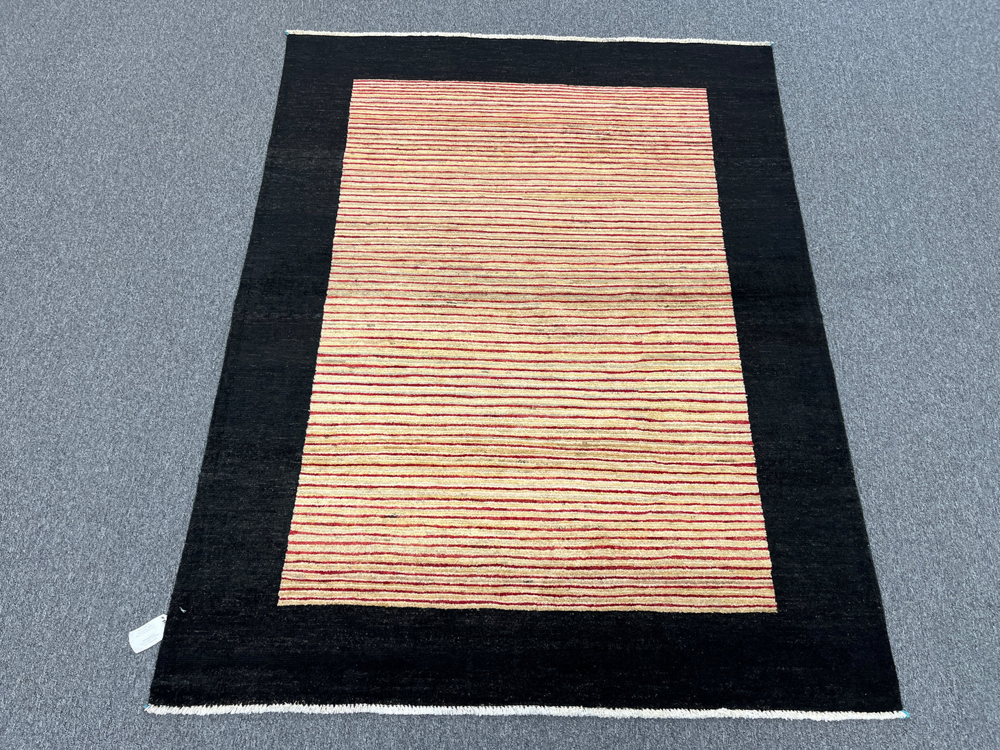 Tribal Gabah Black Border 5X7 Handmade Wool Rug # 8968