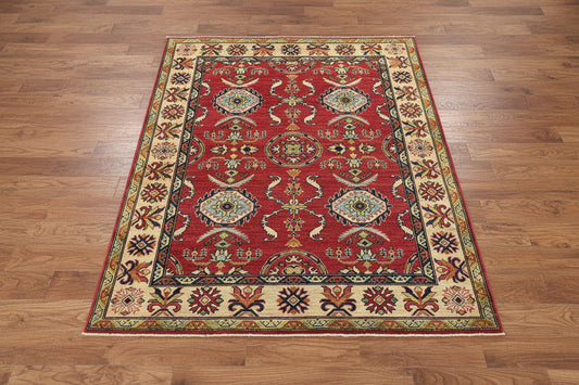 Kazak Pink 5X6 Handmade Wool Rug # 9447