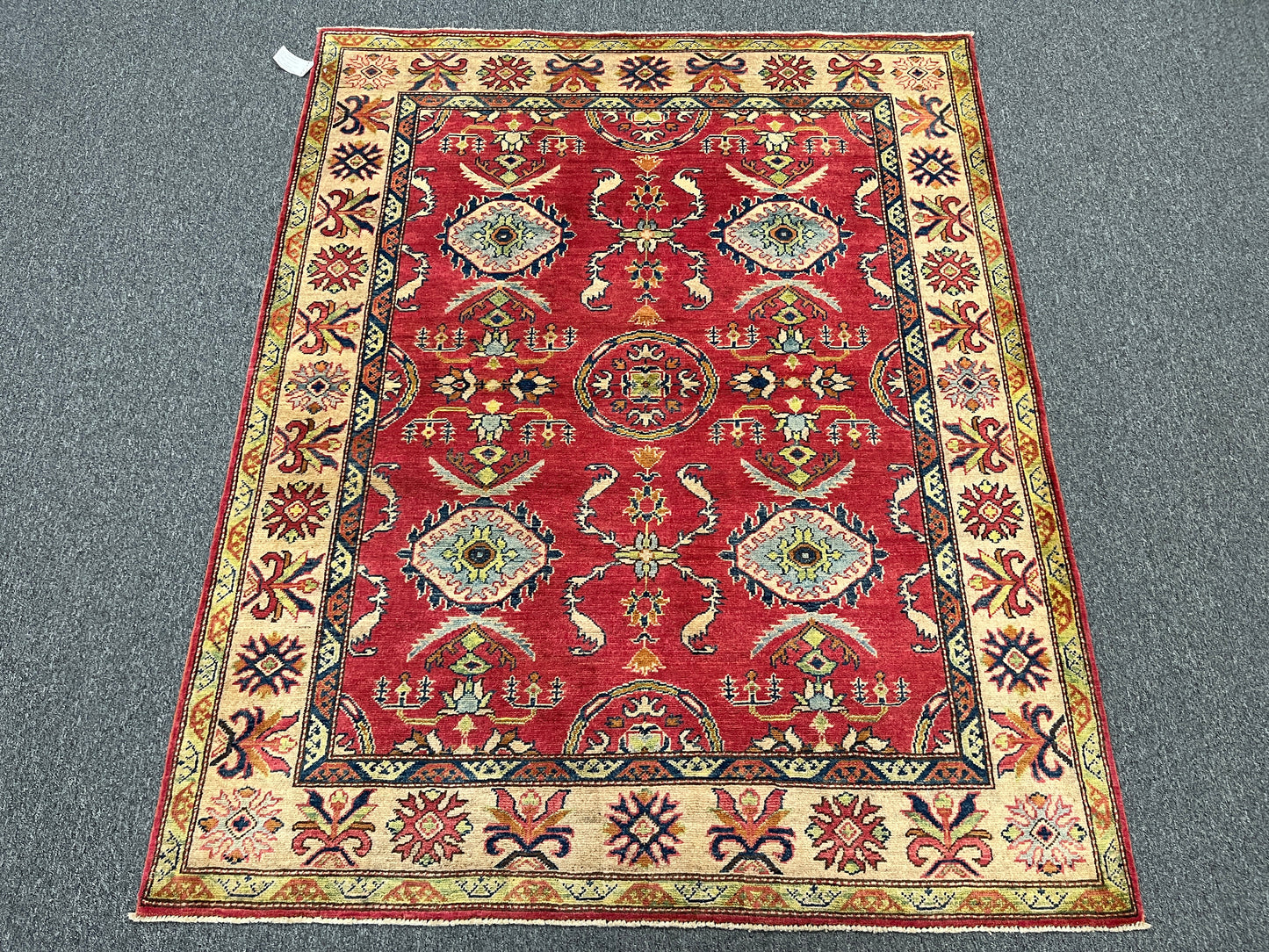 Kazak Pink 5X6 Handmade Wool Rug # 9447