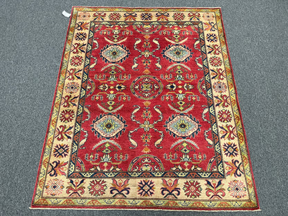 Kazak Pink 5X6 Handmade Wool Rug # 9447