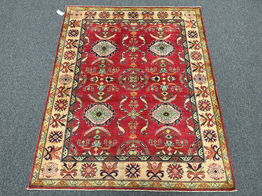 Kazak Pink 5X6 Handmade Wool Rug # 9447