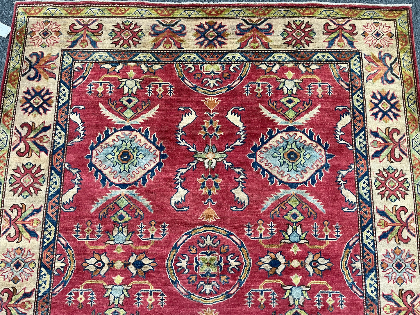 Kazak Pink 5X6 Handmade Wool Rug # 9447