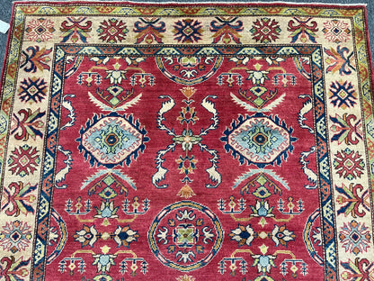 Kazak Pink 5X6 Handmade Wool Rug # 9447