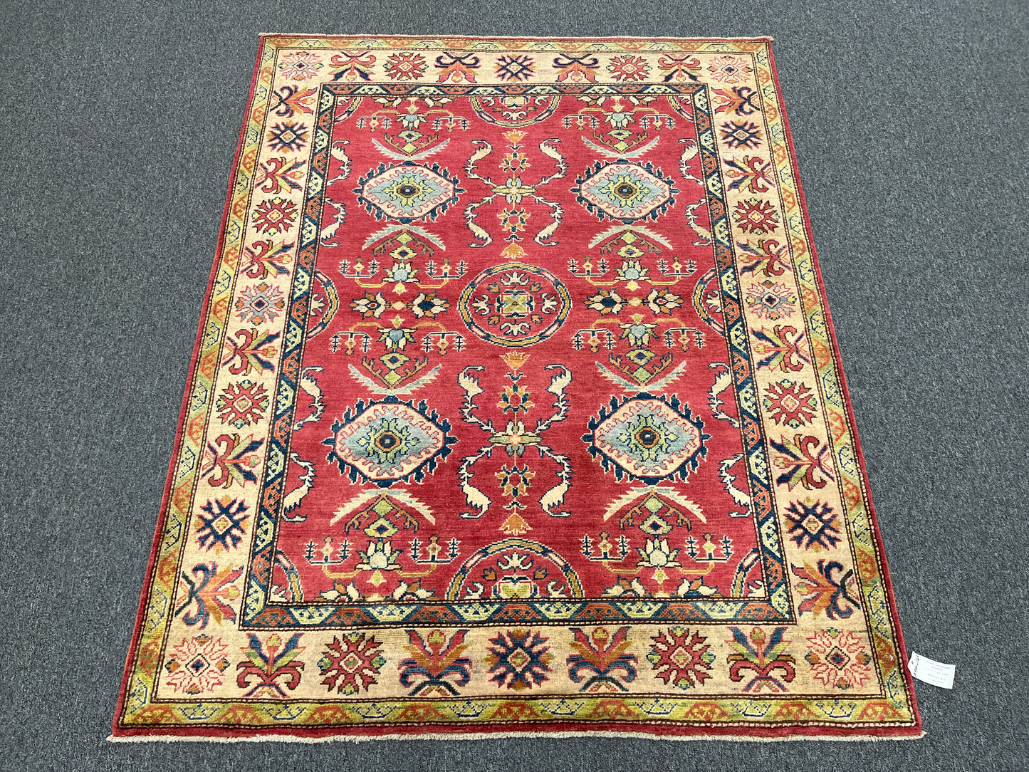 Kazak Pink 5X6 Handmade Wool Rug # 9447