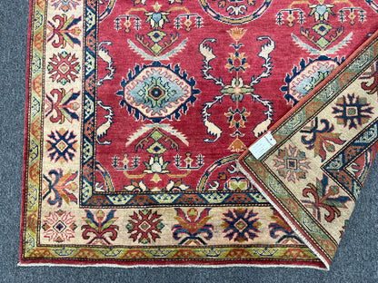 Kazak Pink 5X6 Handmade Wool Rug # 9447