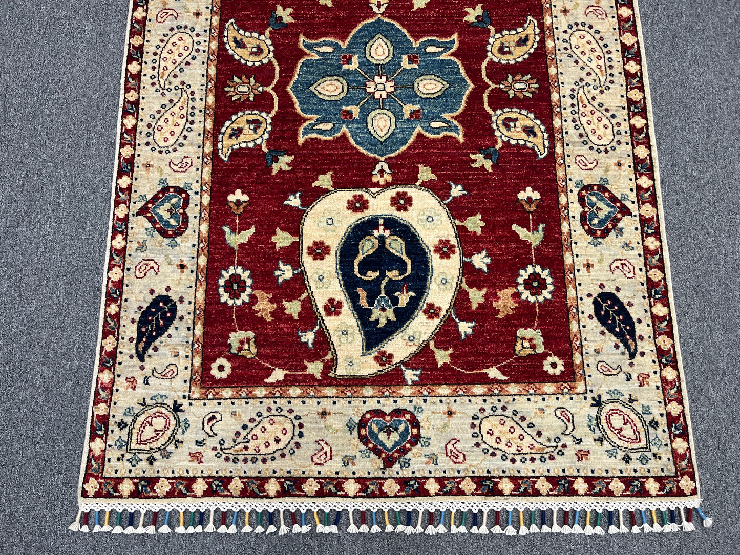 4X6 Suzani Red/Beige Handmade Wool Rug # 11302