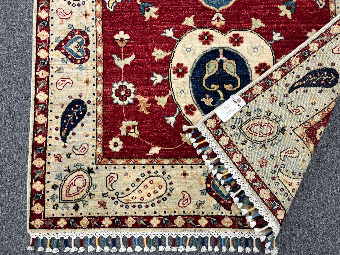 4X6 Suzani Red/Beige Handmade Wool Rug # 11302