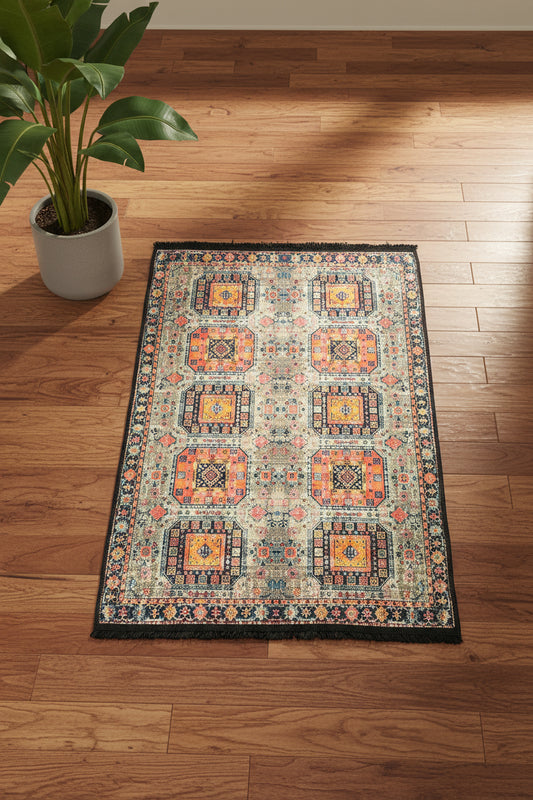 3X4 Geometric Machine Washable Area Rug