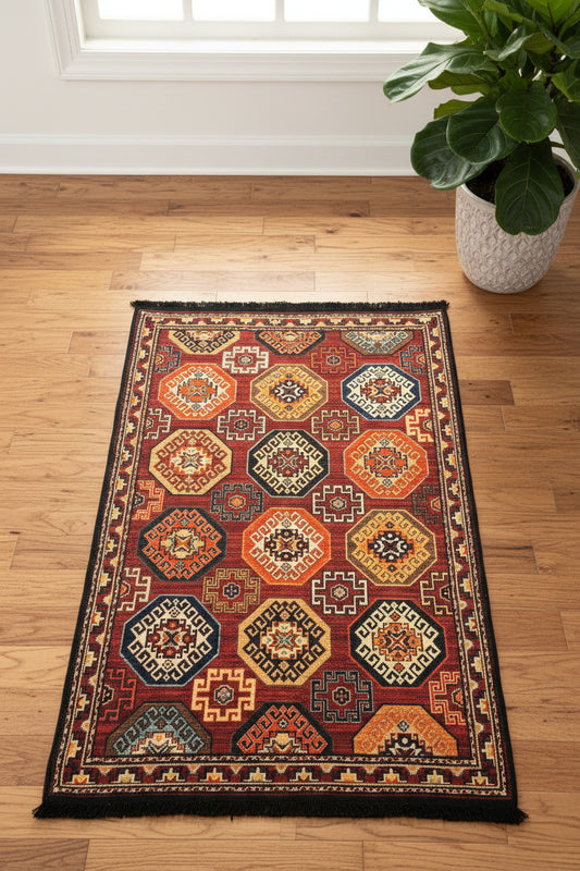 3X4 Geometric Machine Washable Area Rug