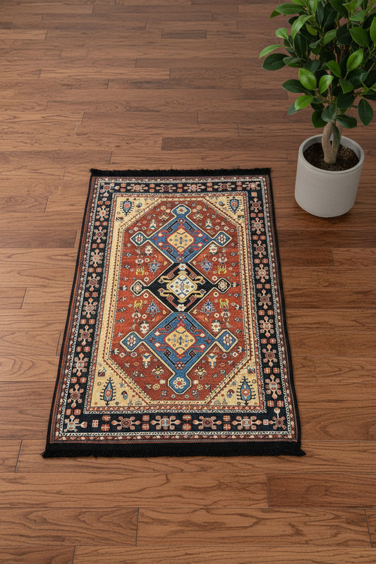 3X4 Geometric Medallion Machine Washable Area Rug