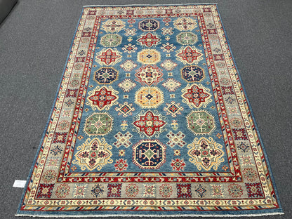 Kazak Light Blue/Gray 6X9 Handmade Wool Rug # 13909