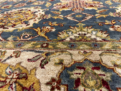 Indo Mohal Blue / Gray 6X9 Handmade Wool Rug # 14748