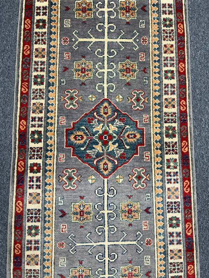 Kazak Tribal 2' 6"X7' Handmade Wool Runner Rug # 13774