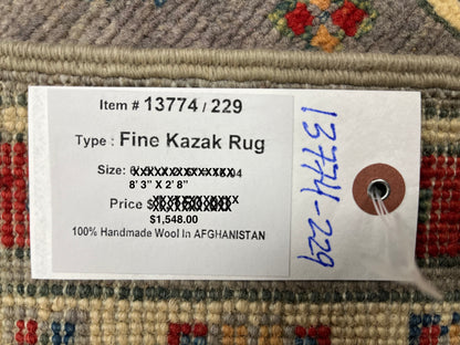 Kazak Tribal 2' 8"X8' Handmade Wool Runner Rug # 13774