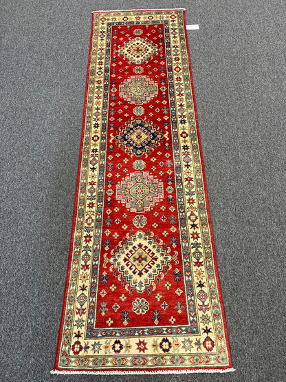 Kazak Red 2' 4"X8' Handmade Wool Runner Rug # 13687
