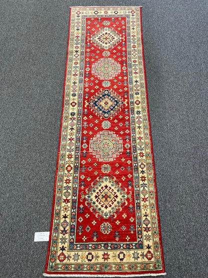 Kazak Red 2' 4"X8' Handmade Wool Runner Rug # 13687