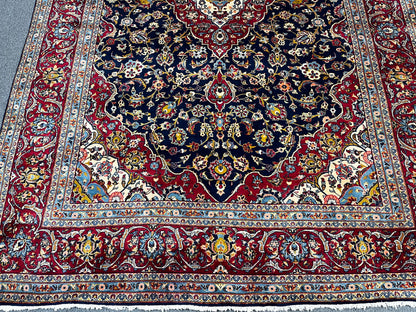 Navy Blue Medallion 10X13 classic hand-knotted Wool Rug