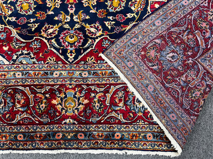 Navy Blue Medallion 10X13 classic hand-knotted Wool Rug