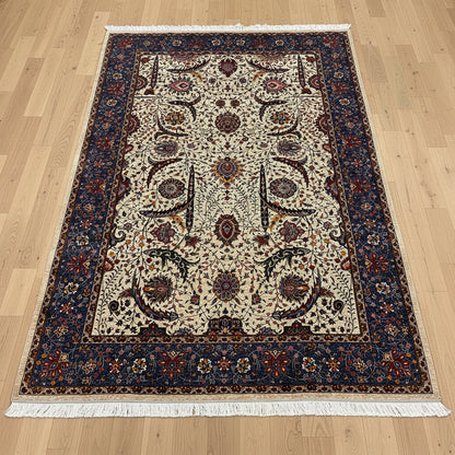 7X10 Silk Handloom Biege Multicolor Rug # 14758