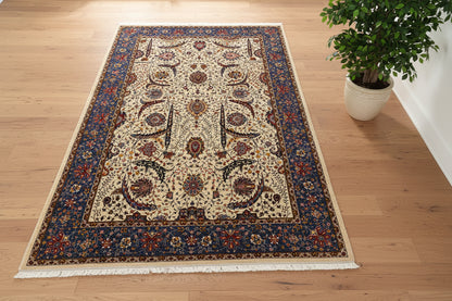 7X10 Silk Handloom Biege Multicolor Rug # 14758