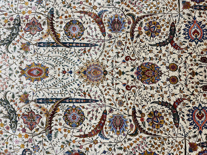 7X10 Silk Handloom Biege Multicolor Rug # 14758