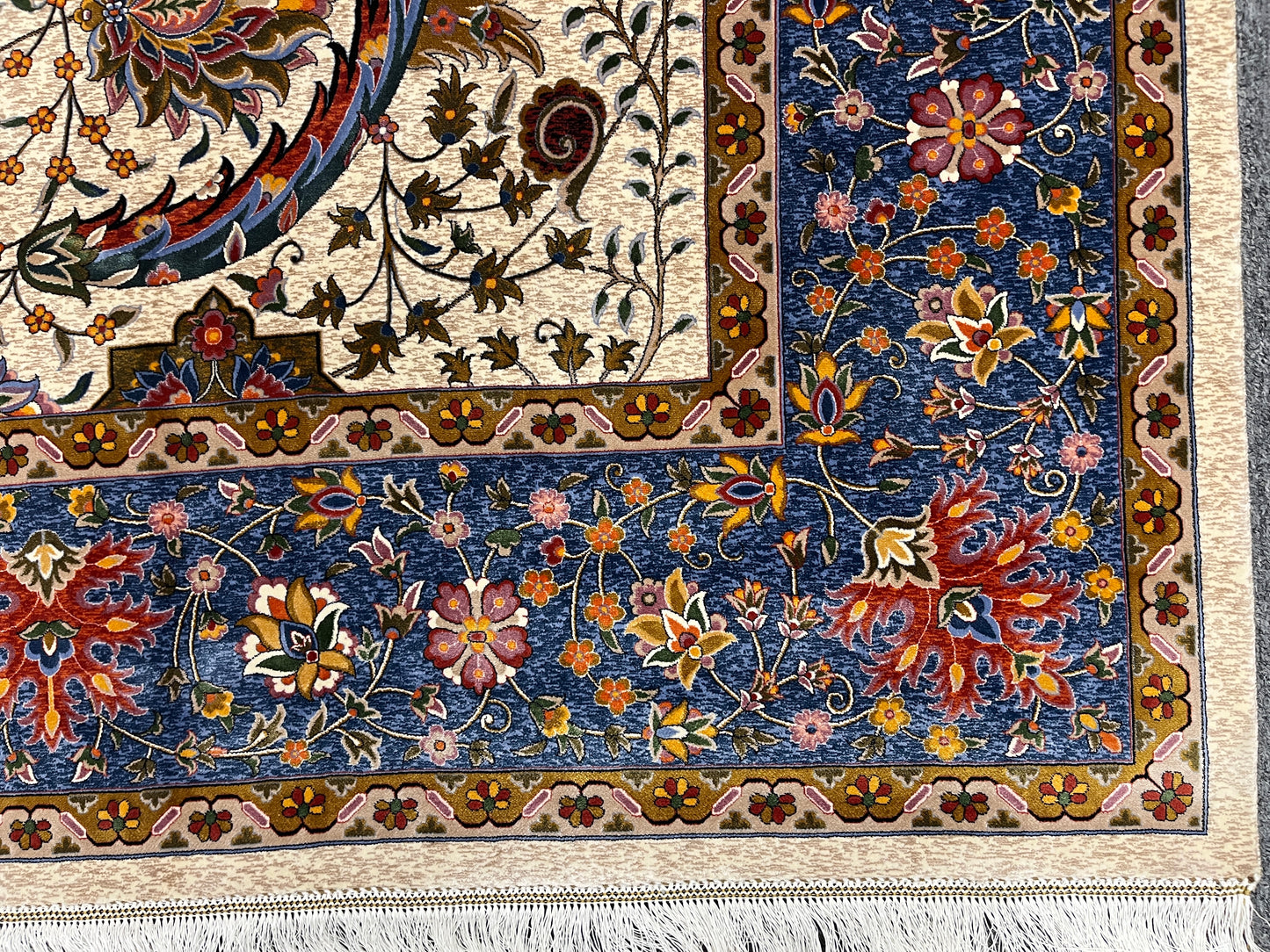 7X10 Silk Handloom Biege Multicolor Rug # 14758