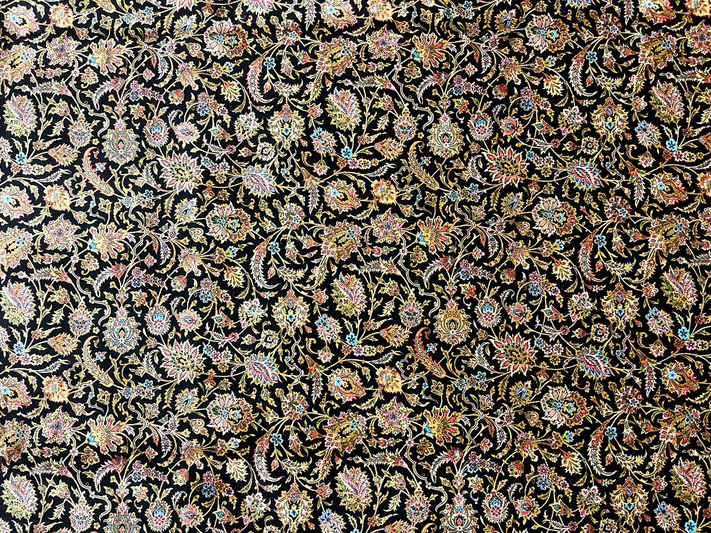 7X10 Silk Handloom Black Multicolor Rug # 14759
