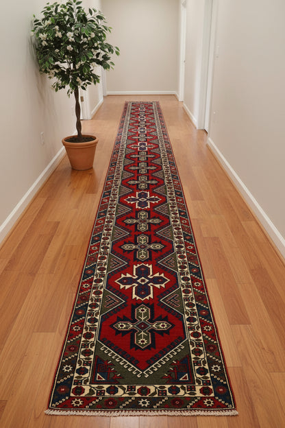 3' X 23' Runner Kurdi Tribal Handmade Wool Rug