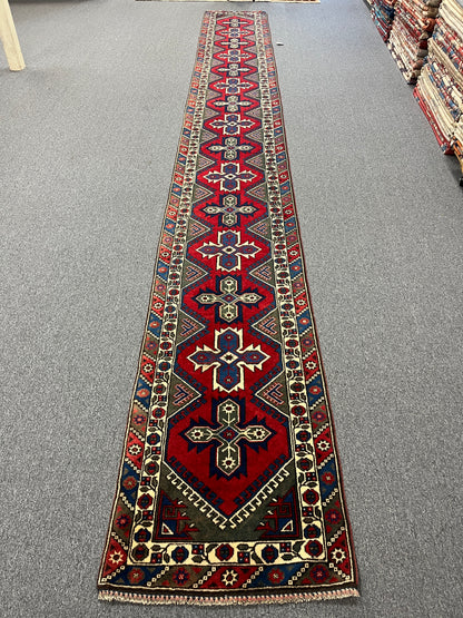 3' X 23' Runner Kurdi Tribal Handmade Wool Rug