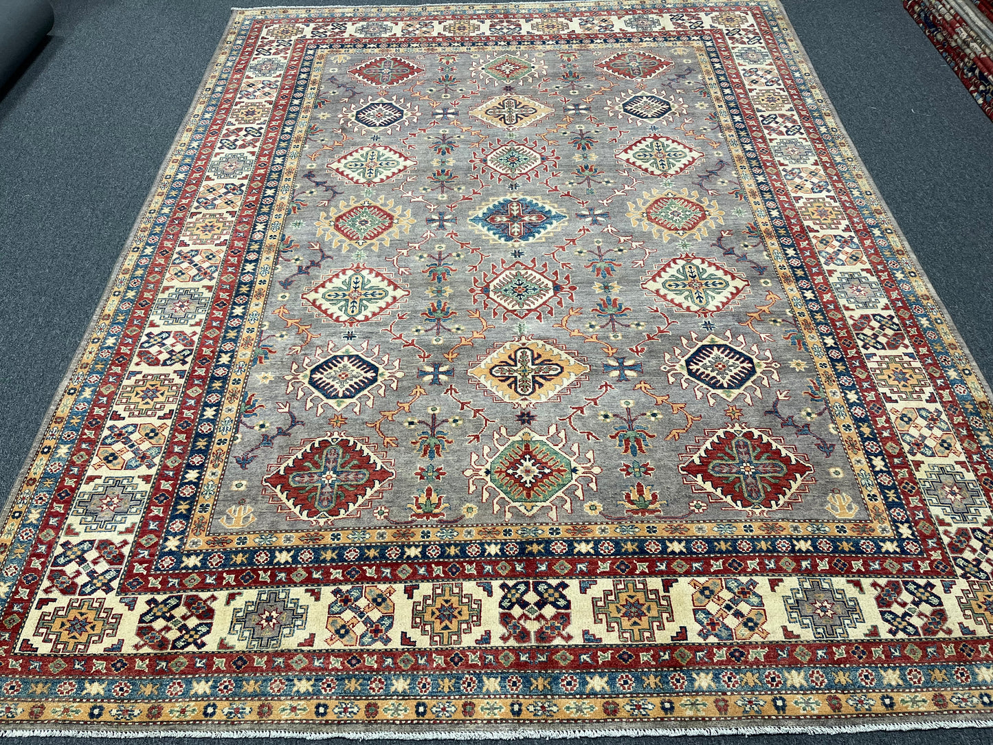 9X12 Fine Kazak Gray Brown Handmade Wool Rug # 13889