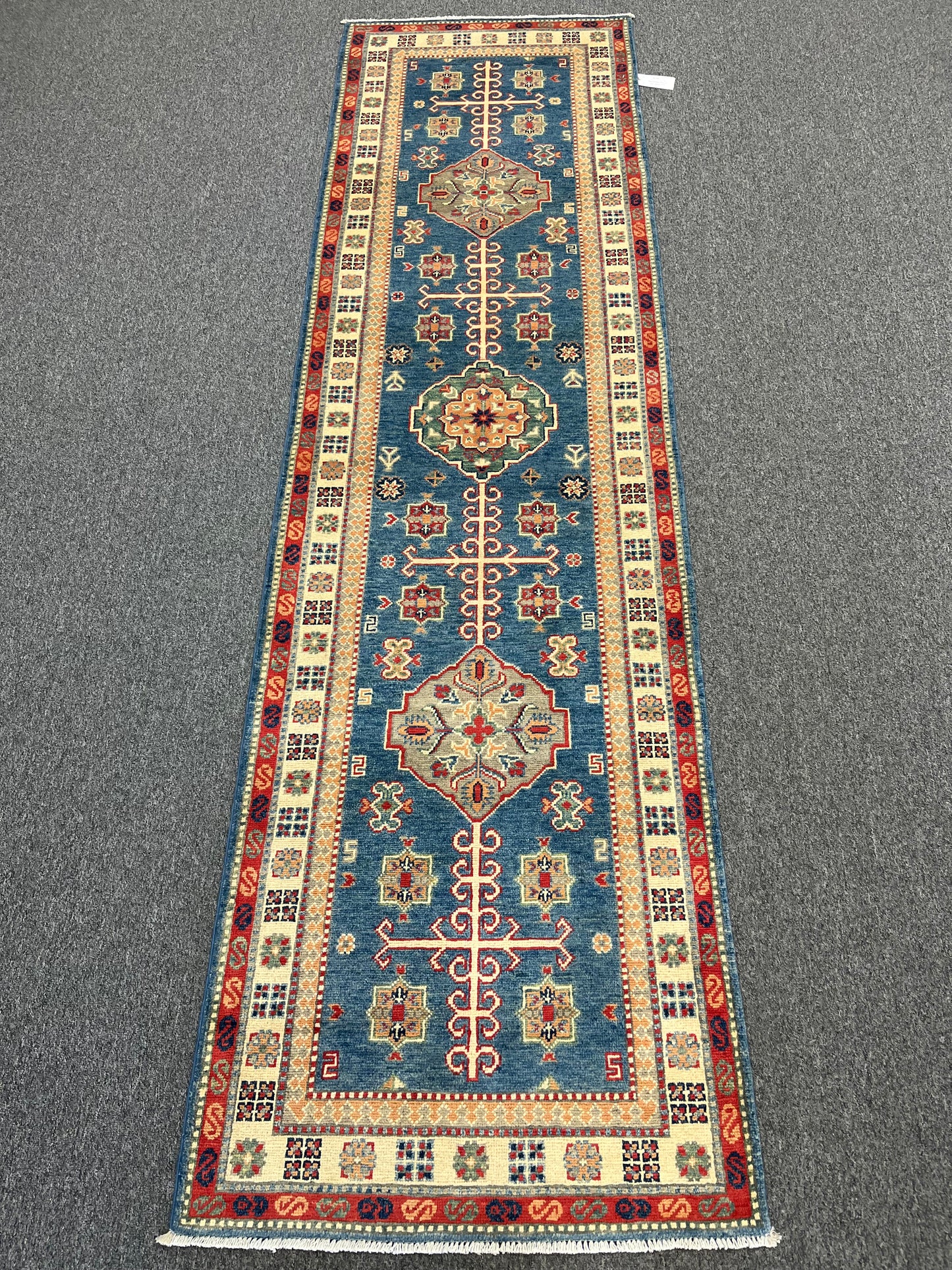 Runner Kazak Light Blue 2' 8"X10' Handmade Wool Rug # 13726
